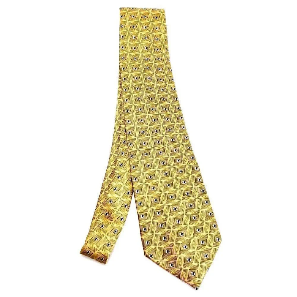 Stafford Yellow Silk Tie Woven Geometric‎